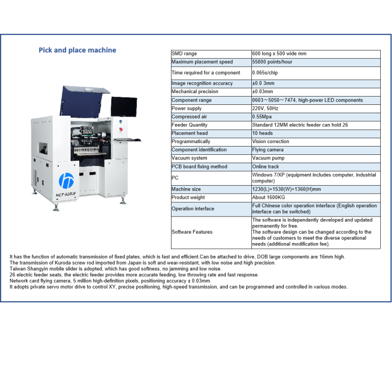 Electronics Production Machinery DOB Automatic Smd LED Making Chip Mounter Assembly Pcb Smt Pick and Place HXT Machine