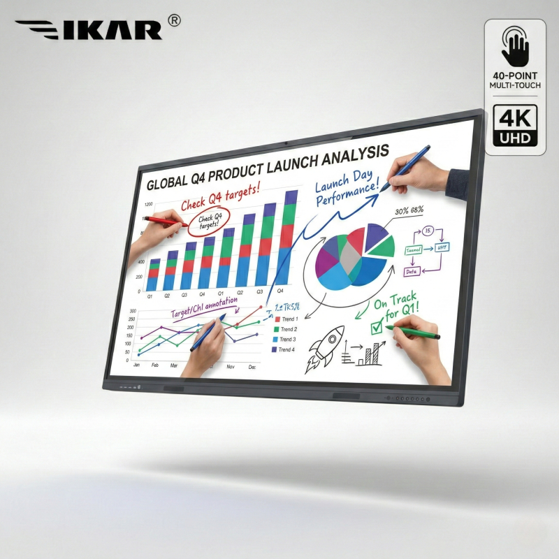 65 Inch 4K UHD Interactive Flat Panel IFPD 16+256G Android Windows Touchscreen Smart Whiteboard AI Person Tracking Camera Multi-Touch Electronic Board