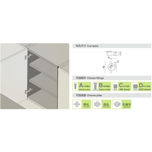 Special Angle Soft Close Cabinet Hinges / Stainless Steel Kitchen Cabinet Hinges