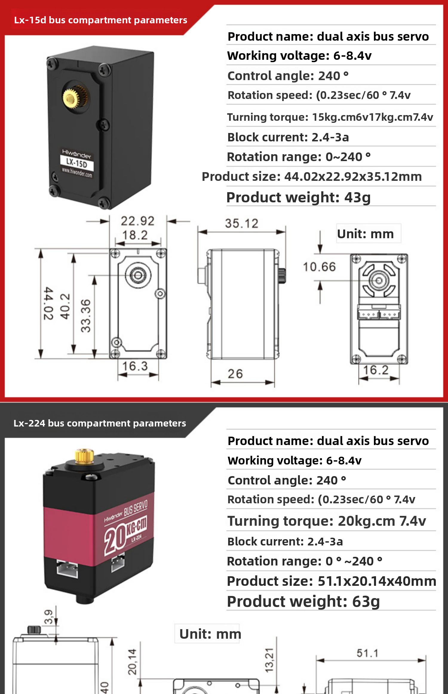 20KG High Precision Dual Axis Robot Servo Smart Bus Servo High Torque Feedback Metal Serial Port Drone Racing Drones Accessories