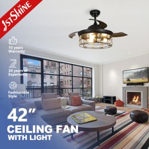Wholesale 42 Inches Farmhouse Retractable Ceiling Fan Light Invisible Blade from china suppliers