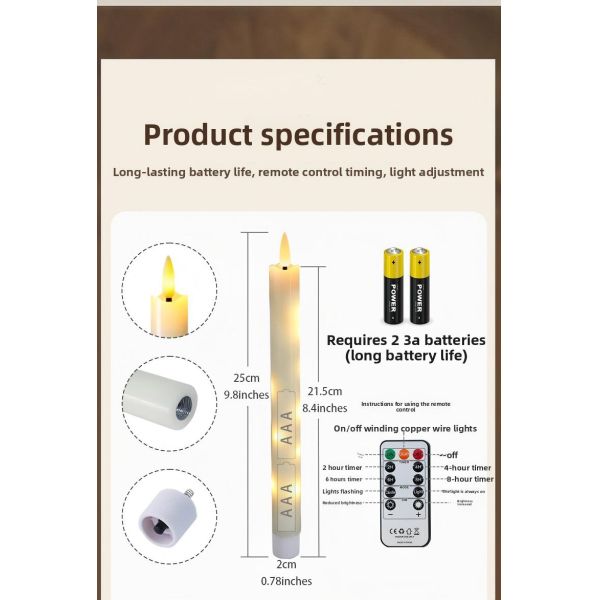 Remote Control LED Candle with Timer Function and Warm Yellow LED for Electric Window Decoration