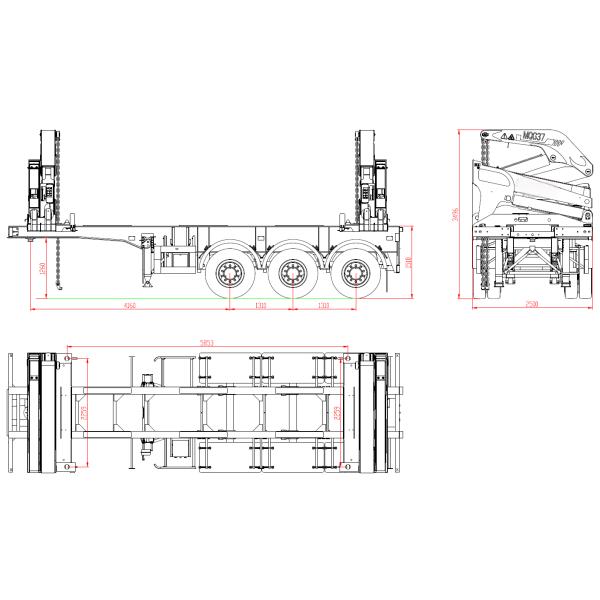40ft Steel Container Semi-Trailer Side Loader With Wabco Brake System