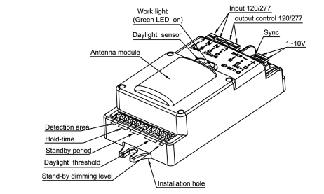 1-10V Dimmable Microwave Motion Sensor For Tri-proof Light, 6m Max Mounting Height