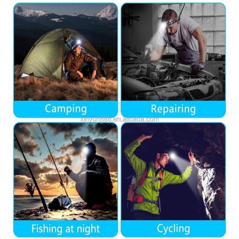 7LED Strong Headlight Far-reaching Searchlight USB Charging Outdoor Headlight Camping Night Fishing COB Red Headlight