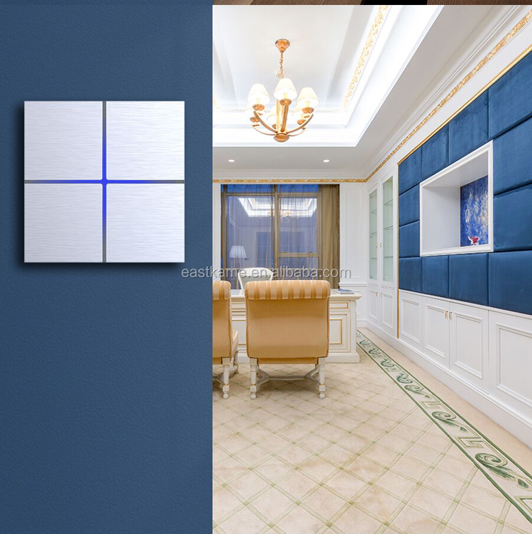 Luxury Aluminum Panel Multi Function Electrical European Wall Switch and Socket Full Touch-senstive Switch for Home Automation