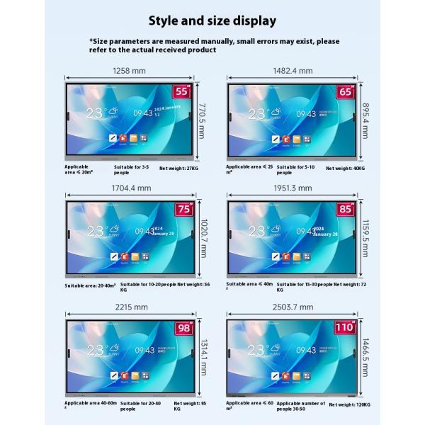 55 Inch Smart Interactive LED Touch Screen Electronic Whiteboard Multimedia Teaching and Conference Tablet for Elevator Use