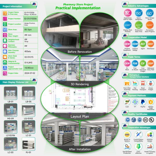 02-DYJYS006, Elegant and Simple Style Pharmacy Store in Wuxi featuring 40 Main Fixtures within 85 Sqm and Approx. $8,140 Budget