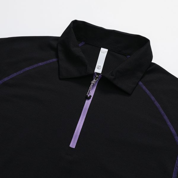Custom Men Half Zip Quick Dry Anti-Bacterial Polo Shirt, Loose Stand Collar Outdoor Short Sleeve Top For Fishing Surfing Sports
