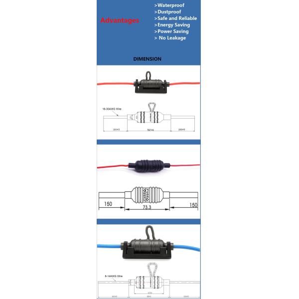 PVC Housing IP65 IP67 Waterproof Inline Fuse Holder for 6x30mm Glass Ceramic Fuse