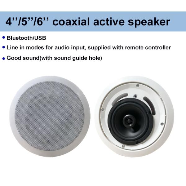 15V/2A ABS Ceiling Coaxial Active Speaker 5 Inch 2*30W Bluetooth USB