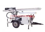 Trailer Mounted Hydraulic Water Well Drilling Rig 2 Wheel For DTH Air / Mud Pump