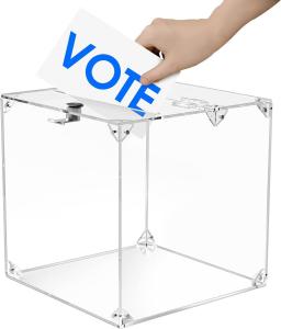 Wholesale Acrylic Donation Box, 9.8 x 9.8 x 9.8 Large Ballot Box, Suggestion Box with Lock - Large Comment Box - Clear Money from china suppliers