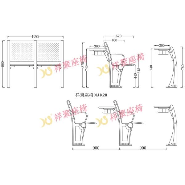 Gravity Return Folded Seat Lecture Hall Chair Table With Writing Board For University