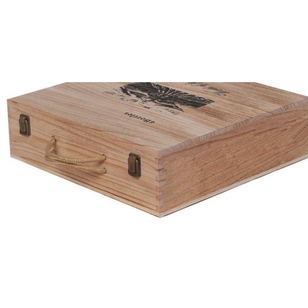 Natural Personalised Wooden Wine Gift Boxes , 6 Bottles Wooden Wine Gift Box With Rope Handle