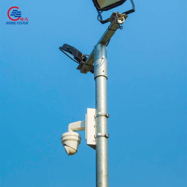 Hot Dipped Galvanized CCTV Camera Lamp Post Conical Security Mast