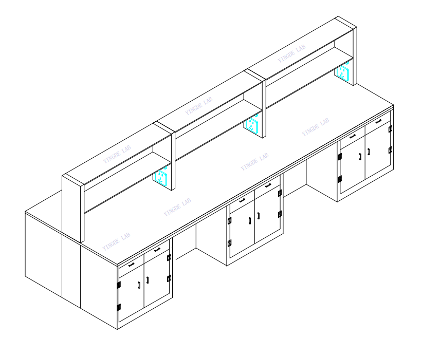 PP Lab Work Bench Corrosion Resistant Modular Lab Benches White With Double Layer Storage Rack