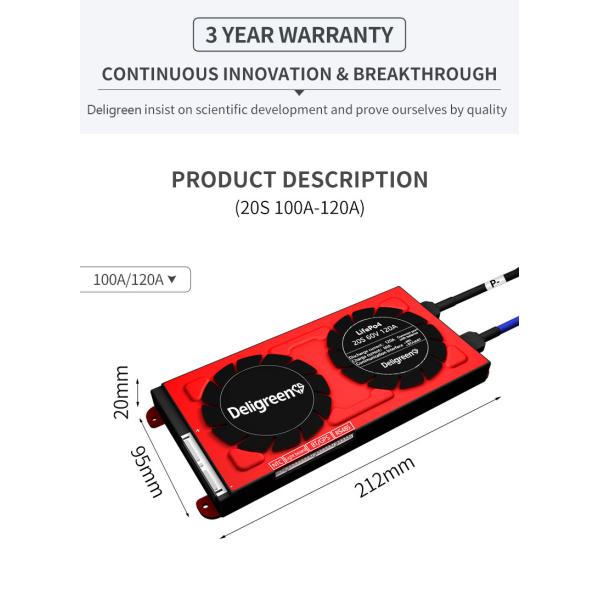 20S 60V 120A Daly Smart Lithium Lipo Battery Management System For Electric Vehicle Solar Battery E Bike