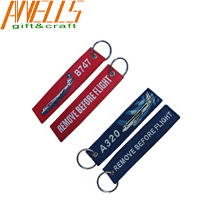 Durable Remove Before Flight Keychain Cool Embroidered Keychain Tag