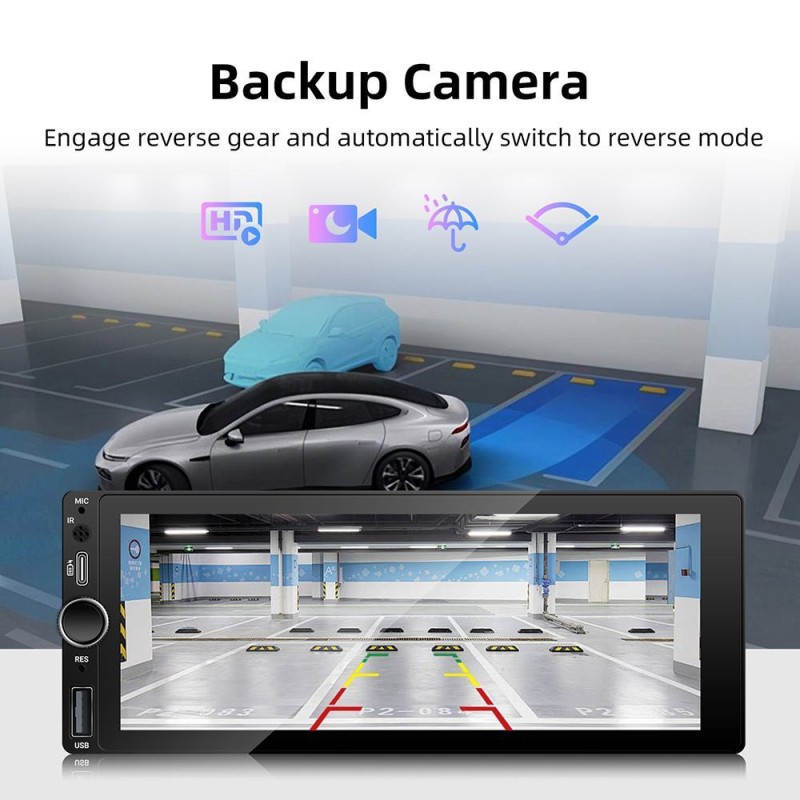 Single DIN 6.86 Inch Touchscreen Multimedia Car Radio With Android Auto Carplay