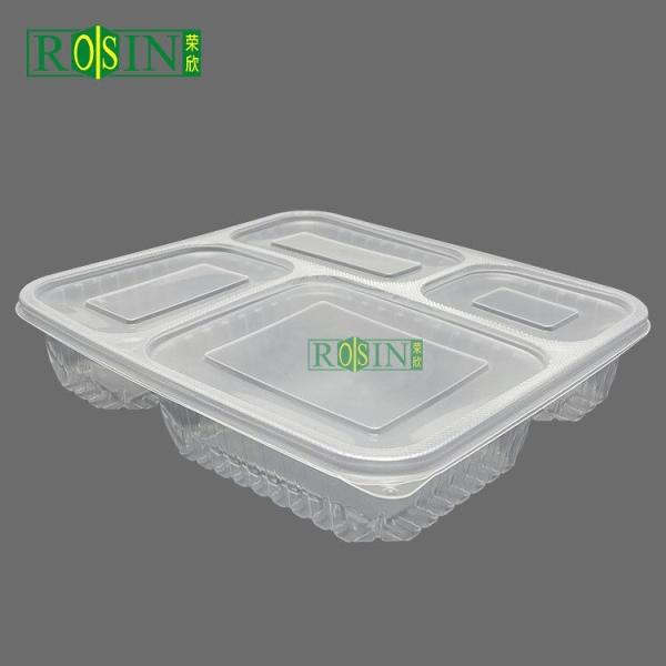 4 Compartment Takeaway Food Container Clear PP Fast Food Leak Proof