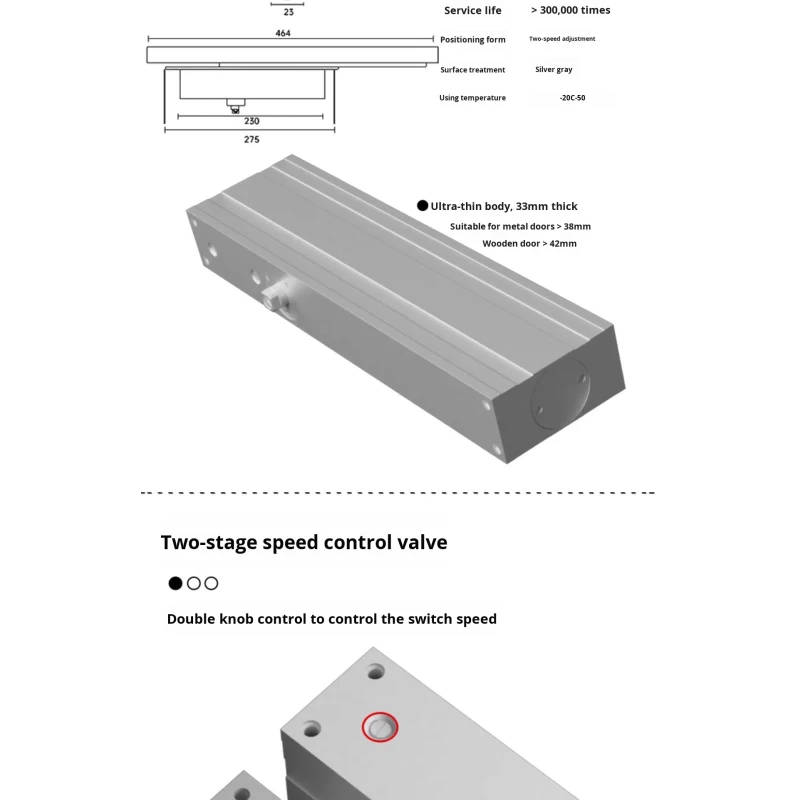 Modern Invisible Hidden Door Closer Hydraulic Buffer Automatic Closing Concealed Installation Sliding Door Hotel Guesthouse