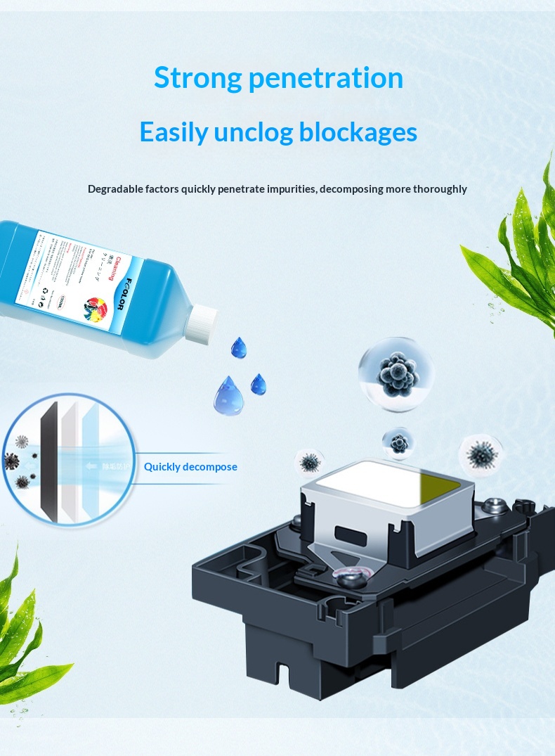 Solvent Based Heat Transfer Cleaning Solution Strong Nozzle Unclogging Moisturizing Liquid Imported Small Blue for DTF Printer