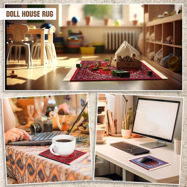 Rubber Mousepad 27x18cm Retro Style Carpet Pattern Table Cup Persian Rug Mice Pad