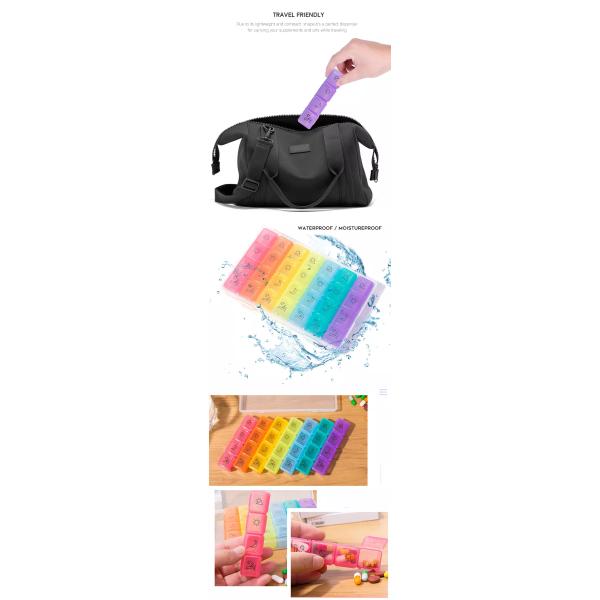 Rainbow Pill Box Storage Box Medical Case 7 Day Organizer 28 Compartment Travel Portable Weekly Medicine case
