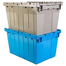 Wholesale Stackable Tote File Storage Box Attached Lid Container High Quality Plastic Crate Attached Lid Storage Container For Warehouse