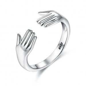 Wholesale Finger Ring For Women 925 Sterling Silver Double Hand Shape Ring from china suppliers