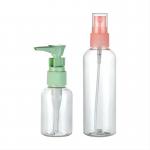 China Base Material PET Portable 50ml 100ml Plastic Bottles with Lotion Pump Fine Mist Sprayer for sale
