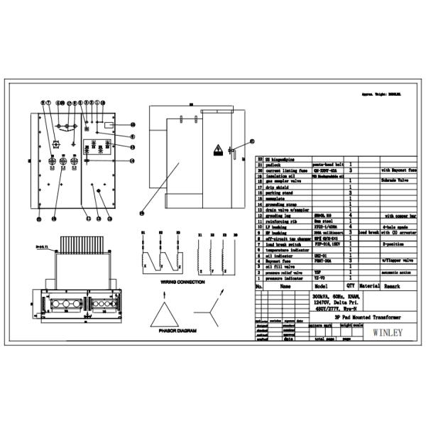 Three Phase Pad Mounted Power Distribution Transformer 300Kva 12470V Meets DOE 2016 Efficiency