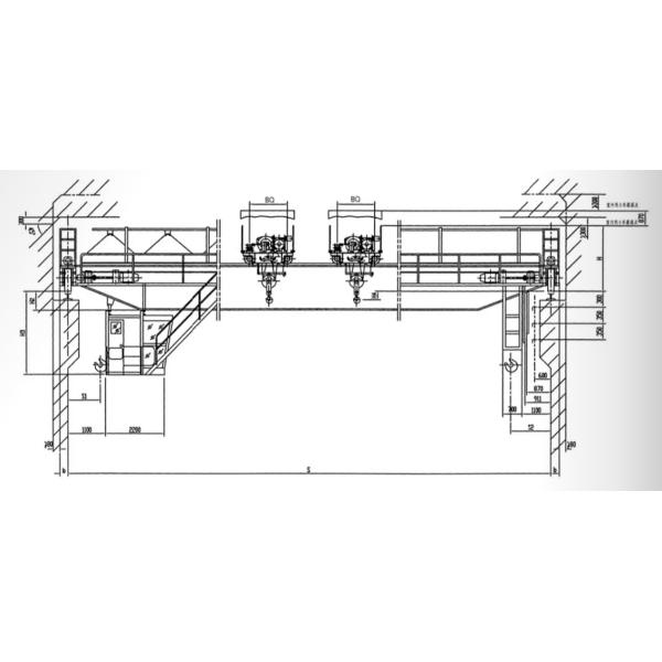 A5 QE Type Double Trolley Hook Bridge Overhead Crane With Cabin Control