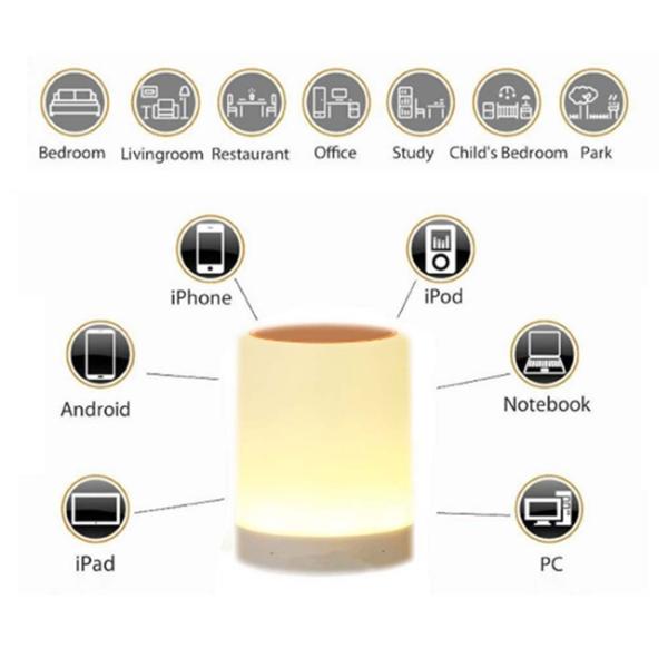 Touch Control Wireless LED Light Bluetooth Speaker Color Changing 1.6W Power