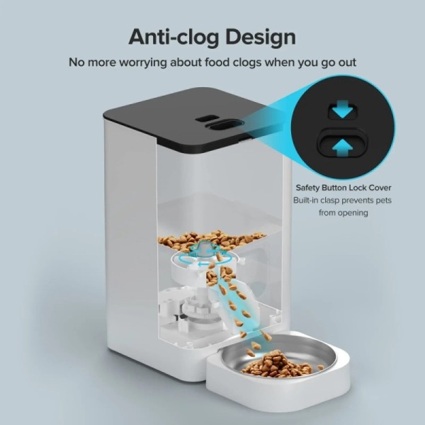Smart Pet Feeder 4L with 6 Buttons Dual Meal Setup Precise Portion Control Voice Message Feature