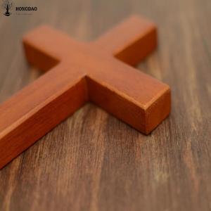 Wholesale Holding Hand Olive Pine Wood Solid Unfinished Wooden Crosses , Wooden Pocket Crosses from china suppliers