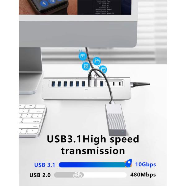 Laptop USB C Port Hub USB High Speed 3.1 Hub USB C Charging Hub