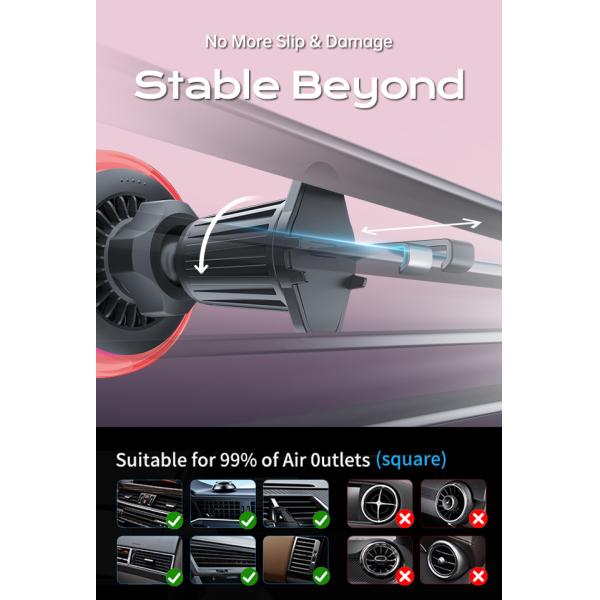 Customizable Lighting Modes and Cooling Fan Frosted Lens Magnetic Car Wireless Charger for Tech Car Interior