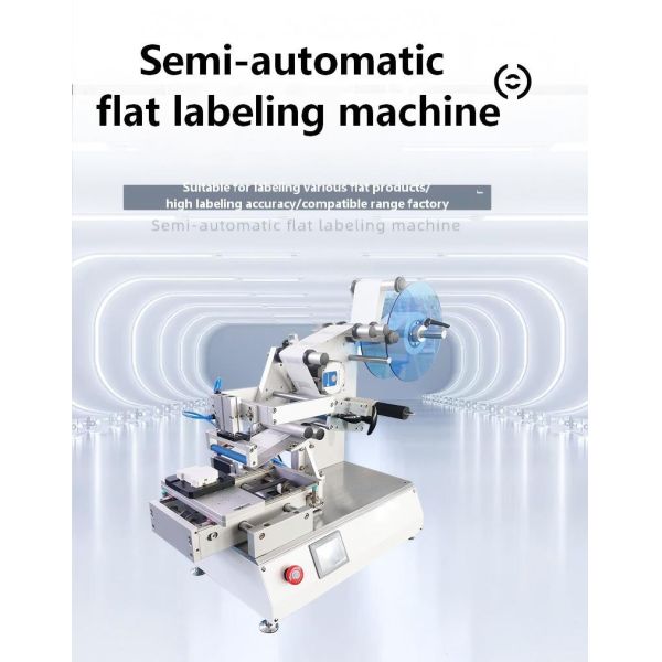 Semi-automatic Flat-labeling Machine CH-615 for Plastic Boxes and Conical Bottles and Capable of Applying Anti-counterfeiting Labels