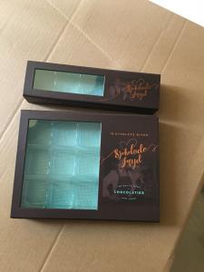 China Handmade paper gift box food degree rigid cardboard chocolate box with clear PVC Window on sale