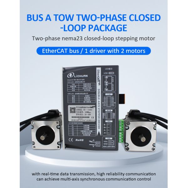 Lichuan 2-Axis DC Closed Loop Stepper Motor Drivers Controller Kit 1.5N.m 2Phase Nema23 DC24V~50V 3.0/4.0A 1000PPR