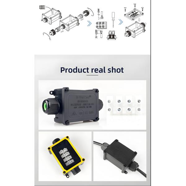 Waterproof Junction Box, 1-in 1-out IP68 with Cable Glands