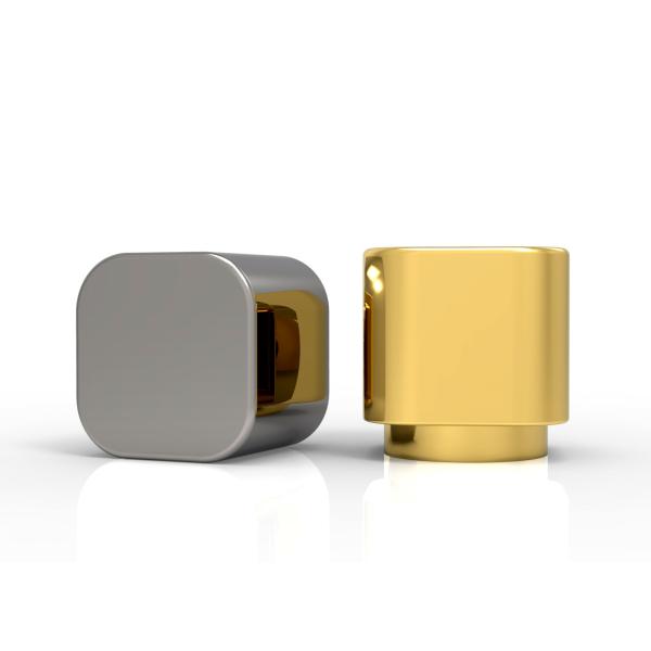 Design Customized Gold Color Zamak Perfume Bottle Caps For Fea15 neck