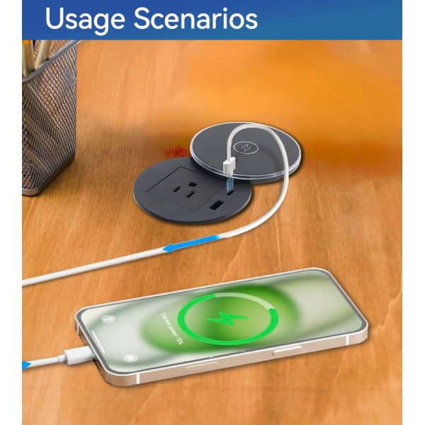 Table Power Usb Charging Grommet 80mm For Workspace Dustproof