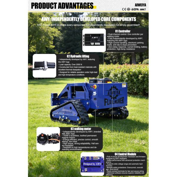 Versatile Flail Mower for All-season Lawn Maintenance, Sharp and Wear-resistant Blades, High Working Stability