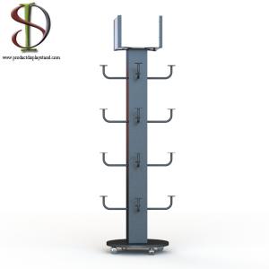 Four Sides Motorcycle Helmet Display Rack With Metal Hooks 16 Crash Helmet