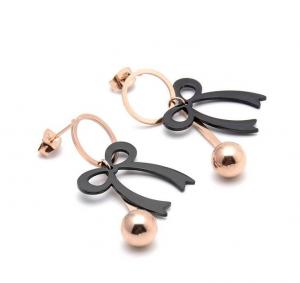 China Rose Gold Plated Plain Ribbon Bow Tassel Stud Earrings  Women Fashion Jewelry , Bow Knot Pendant Chain Drop Hook Earring on sale