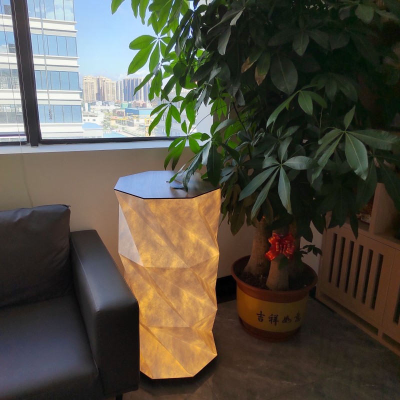 Battery Powered Tall Paper Origami Floor Lamp Folding Customized Pattern