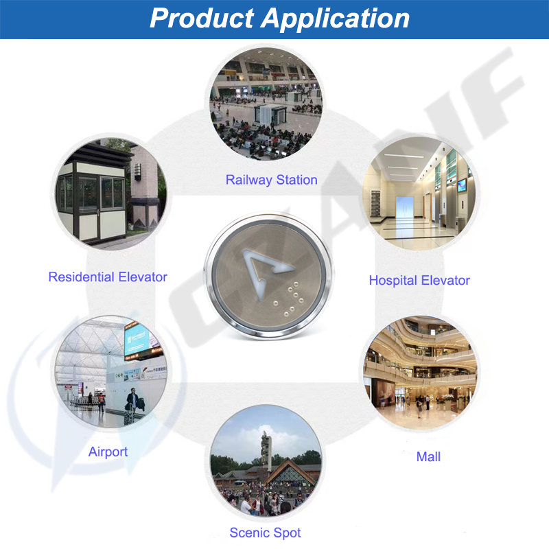 Stainless Steel Touchless Elevator Push Button with DC24V/12V and 35.6mm Cutout for Contactless Lift